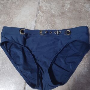 Michael Kors Dark Blue Bikini Bottom with Gold Detail